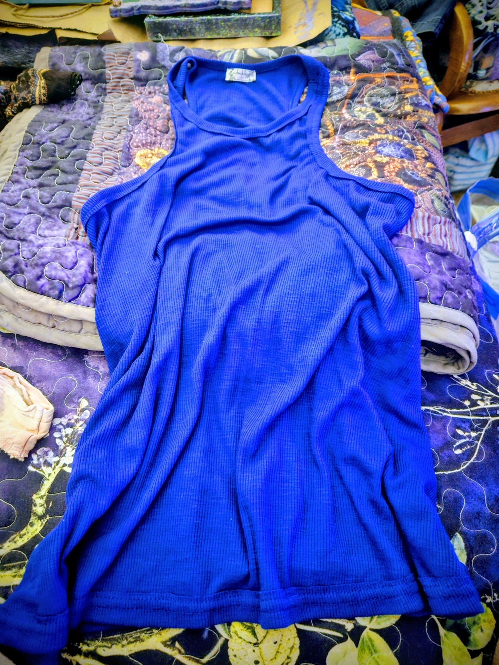 Free People Cobalt Blue Ribbed Racerback Tank S - Picture 3 of 3